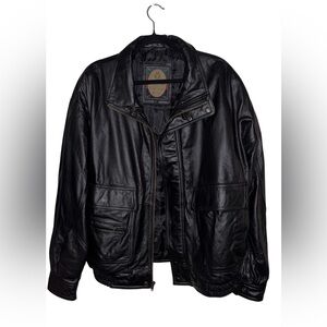 Vintage Members Only Men's Black 100% Leather Bomber Jacket Size L P2P 30”